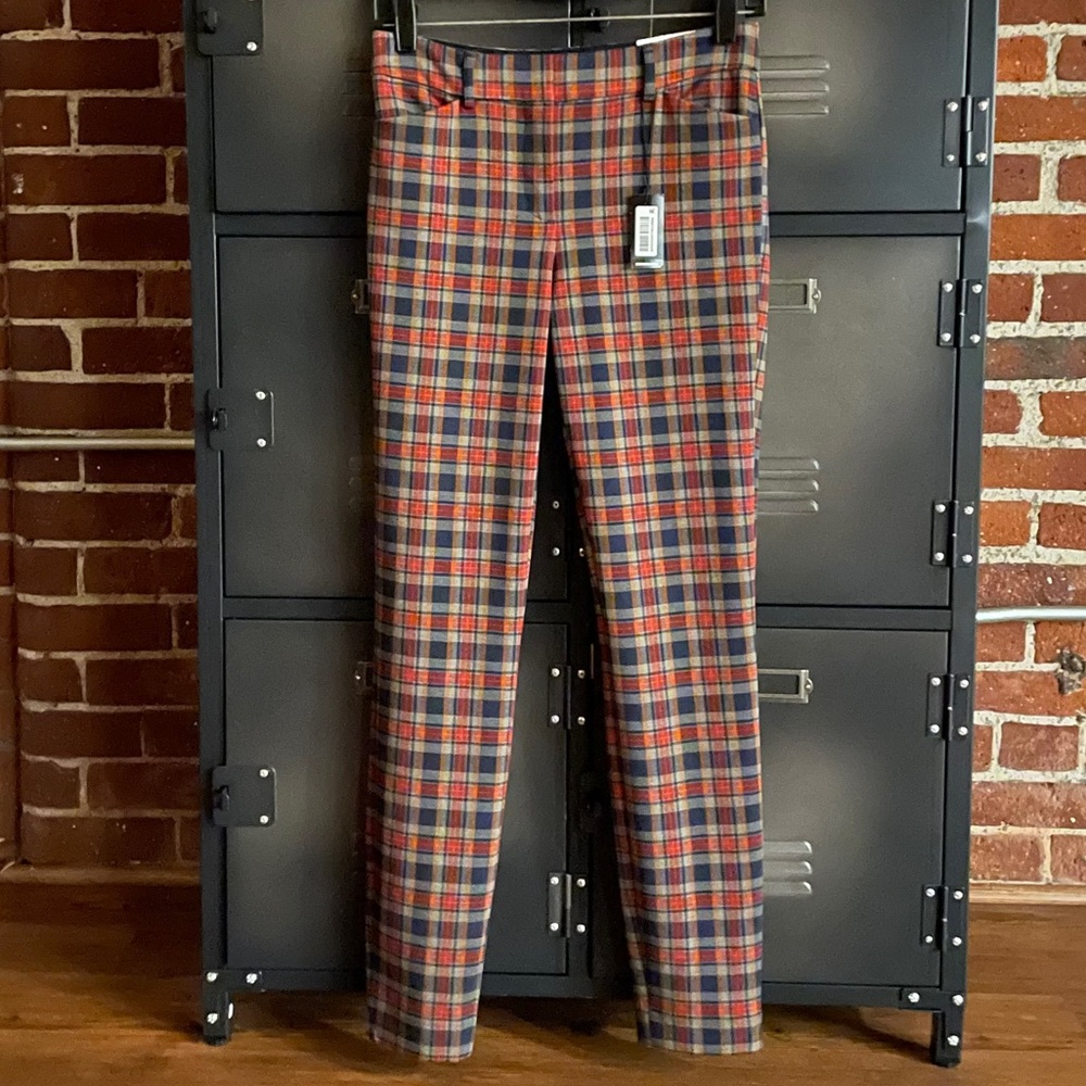 NWT - Express - Navy/Red/Neutral Plaid Skinny Pant